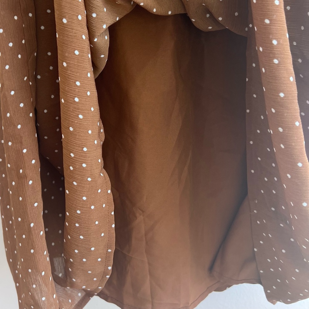 Madewell NWT Sophia Cami Tiered Midi Dress in Dot Brown Tie Back #NK473, Size 6 - Picture 12 of 16